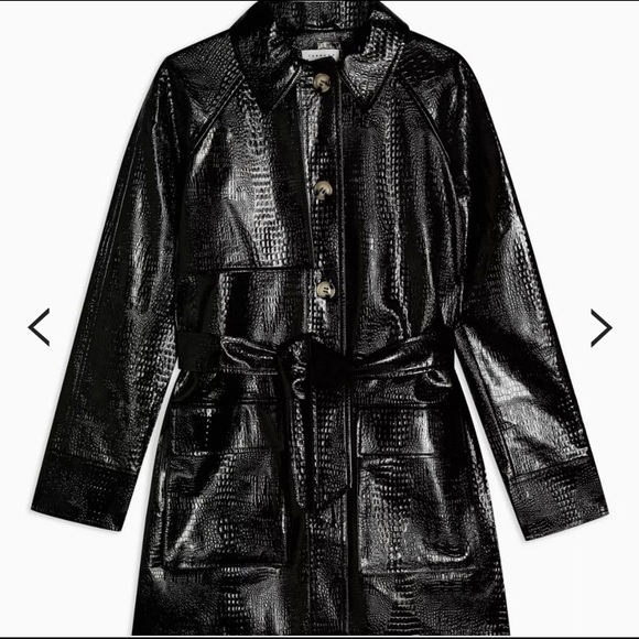 black belted faux croc embossed shacket - Picture 1 of 7